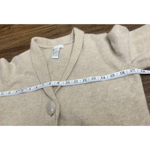 Tweeds Cardigan Womens Medium Beige Soft Wool Angora Rabbit 3/4 Sleeves Sweater - Picture 15 of 16